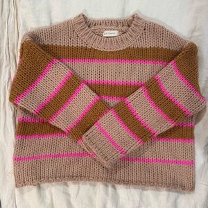 By Together Chunky Knit Pink & Brown Sweater